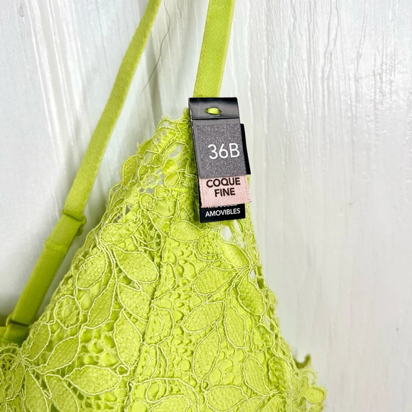 Etam Women's Green Lace Bralette 36B Wireless Adjustable Straps Celery Juice - Picture 3 of 10